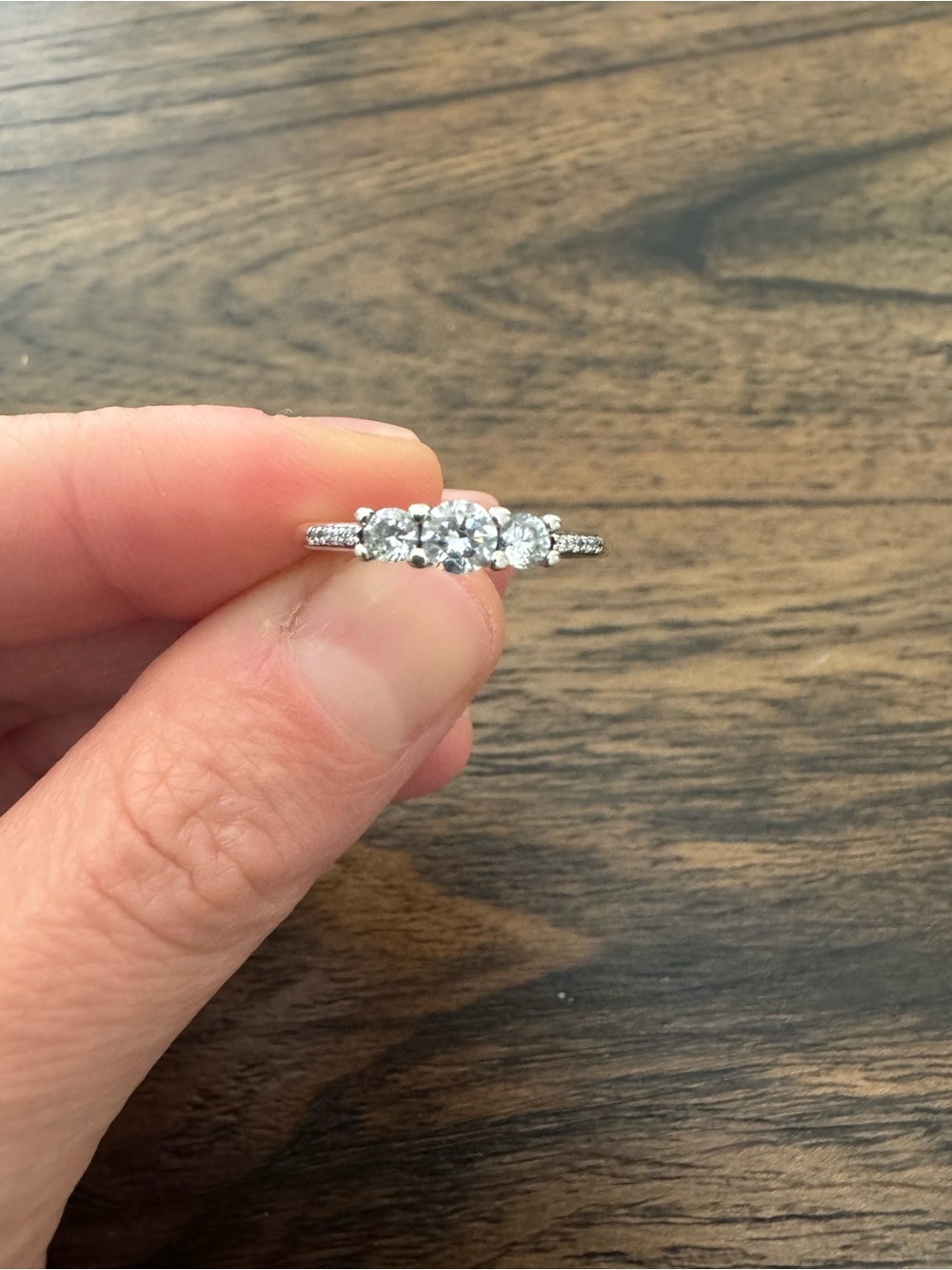 Pandora Fairytale Sparkle Ring Three Stone CZ Cubic Zirconia Sterling Silver - Picture 6 of 13
